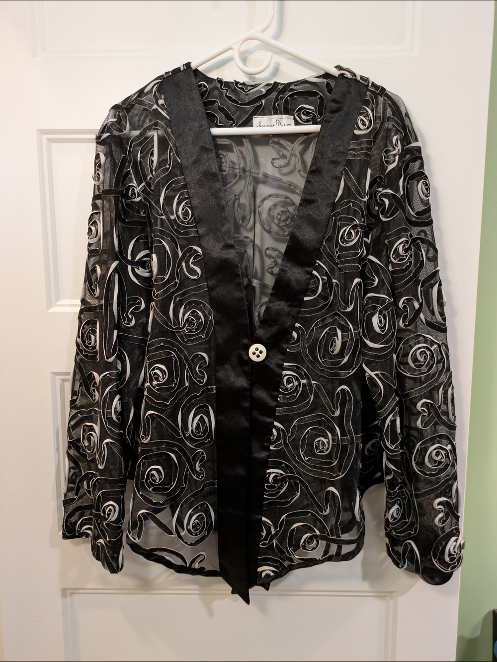 Hosanna Designs Black Floral Sheer blazer Blouse